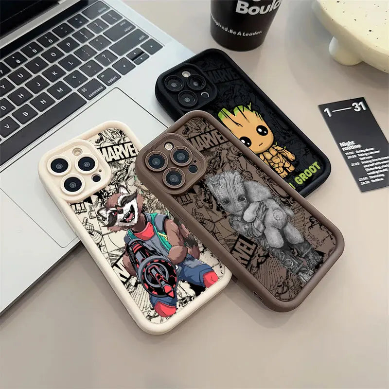 Cool Marvel Groot Rocket Raccoon Phone Case For iPhone