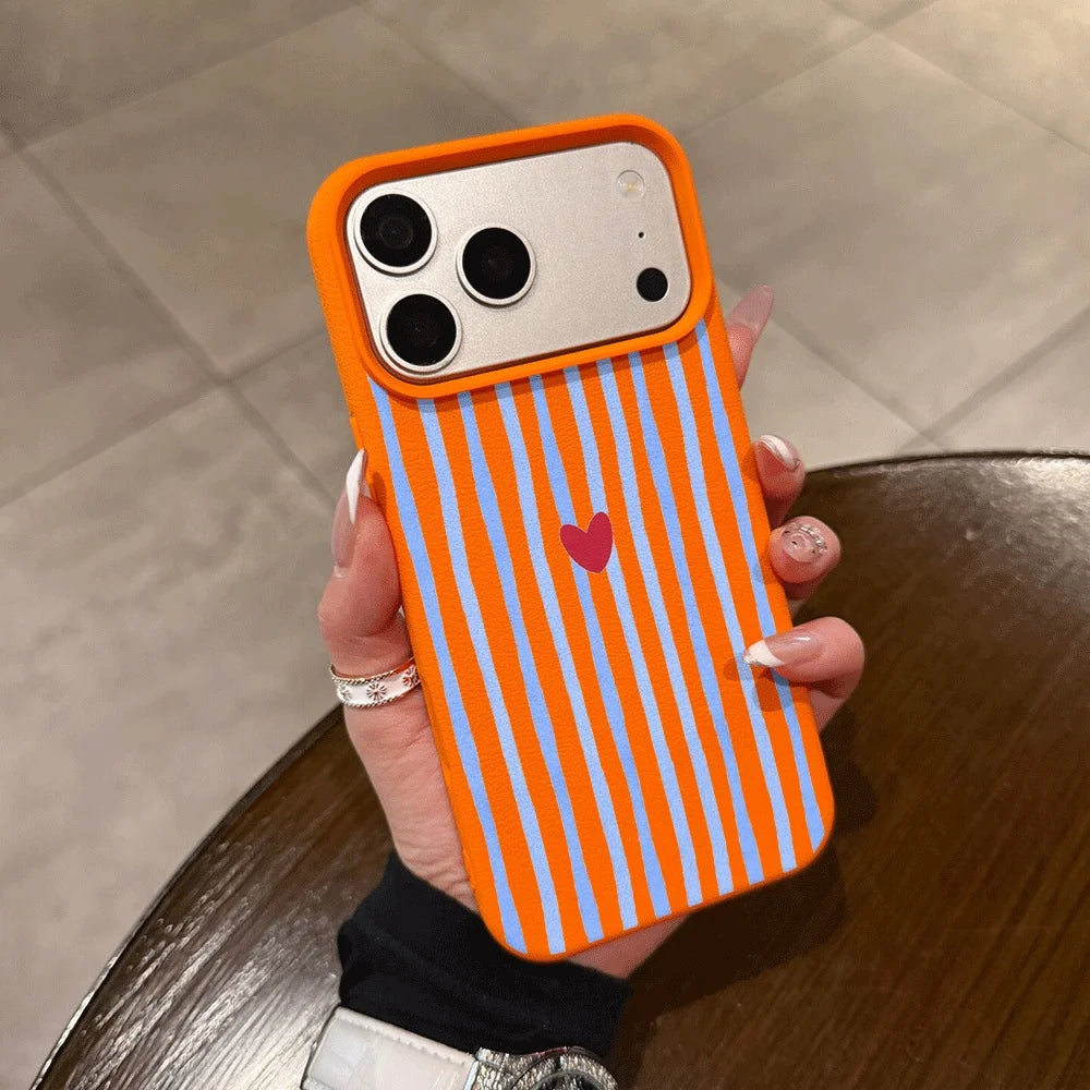 Vertical Stripes Hearts Phone Case For iPhone