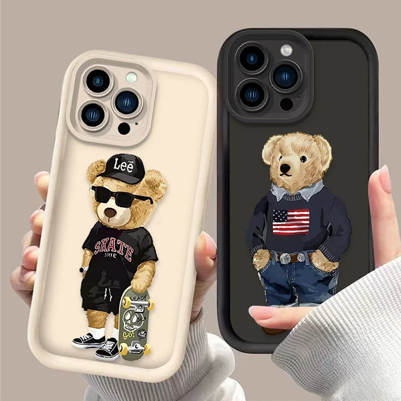 Fashion Luxury Bear Phone Case For iPhone – Soft Silicone Cover
