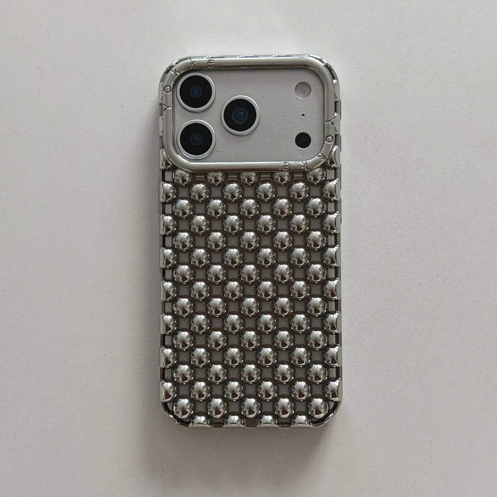 Creative Advanced Stereoscopic Hollow Out Pearl Round Bead Shock Proof Phone Cover Case For iPhone