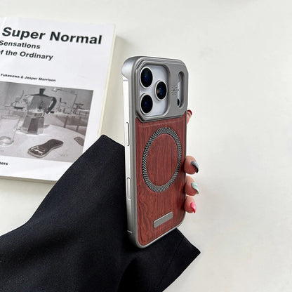 MagSafe Wood Grain Armor iPhone Case – Magnetic Wireless Charging