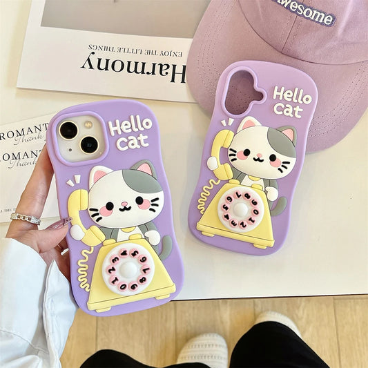 Cute 3D Hello Cat Kawaii Silicone Phone Case