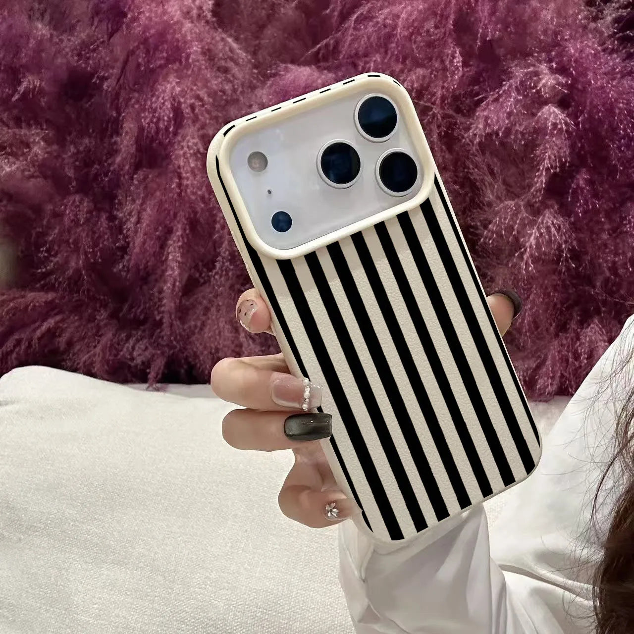 Colorful Striped Minimalist INS Couple Phone Case For iPhone