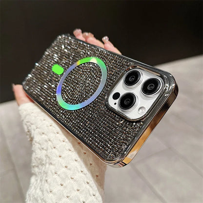 Luxury Glitter Solid Color Diamond Plating Magnetic Phone Case For iPhone