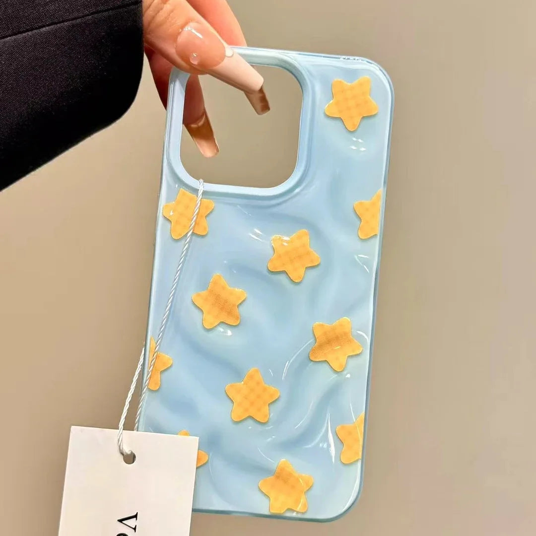 Korean Ins Meteorite Lattice Star Phone Case For iPhone Lovely Bracelet Silione Cover