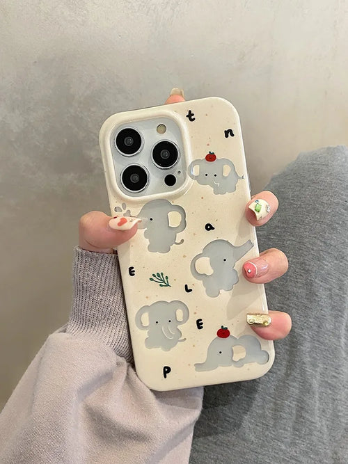 Cartoon Cute Hollow Out Elephant IMD Phone Case For iPhone