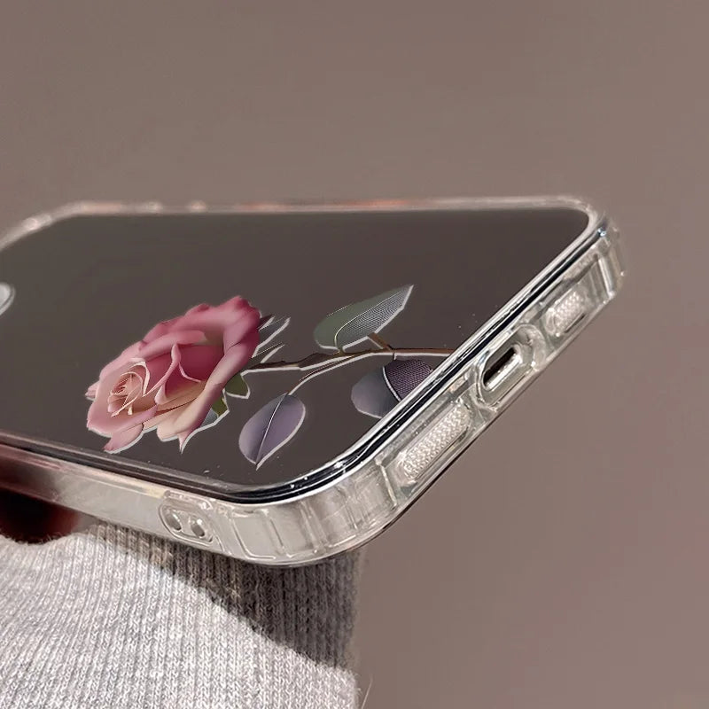 Rose Flower Mirror Phone Case For iPhone