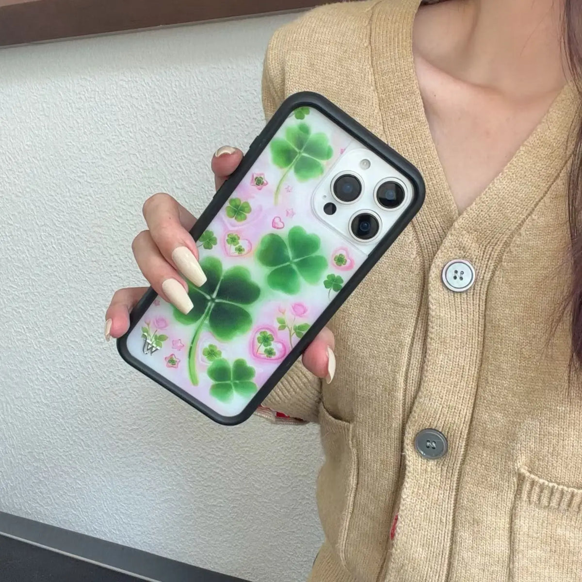 Wildflower Ins Lucky Four Leaves Clover Phone Case For iPhone