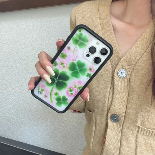 Wildflower Ins Lucky Four Leaves Clover Phone Case For iPhone