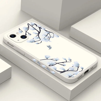Abstract Plants Flower Silicone Phone Case For iPhone