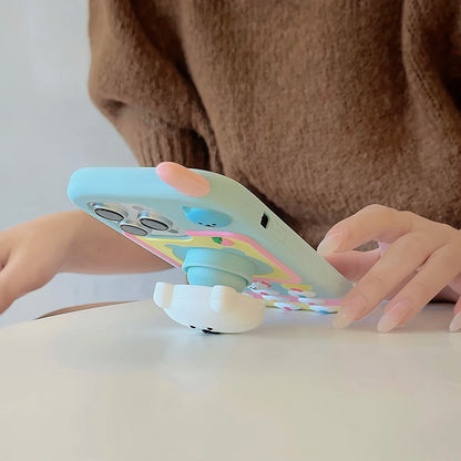 Cartoon Nagano Bear Telescopic Bracket Phone Case