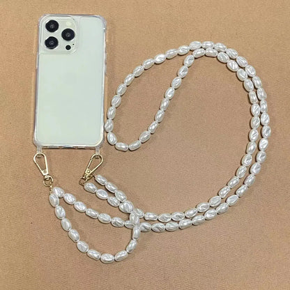 Luxury Pearl Chain Crossbody Strap Shockproof Acrylic Lanyard Phone Case For iPhone