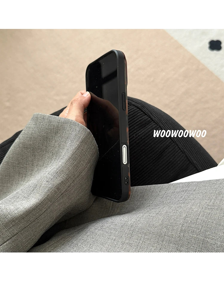 Stylish Dark Color Tortoiseshell Amber Soft Glossy Cover Case For iPhone
