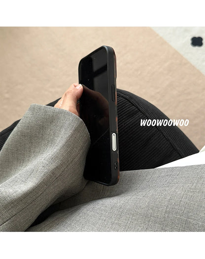 Stylish Dark Color Tortoiseshell Amber Soft Glossy Cover Case For iPhone