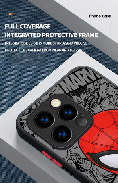 Cute Marvel Spider Man Iron Man Matte Phone Case For iPhone
