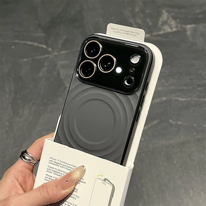 Fashion Liquid Silicone Water Ripple Pattern Big Window Phone Case For iPhone For Magsafe Magnetic Charge Cover
