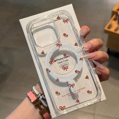 Y2K Pink Bow Flower Phone Case For iPhone