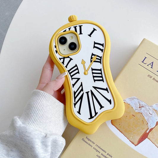 Funny Cartoon 3D Clock Phone Case For iPhone Anti Fall Soft Silicone Cover
