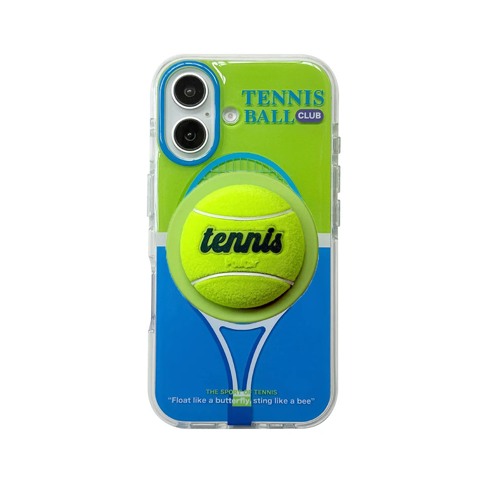 3D Tennis Ball Sport Magnetic Grip Tok Stand Holder Phone Case For iPhone