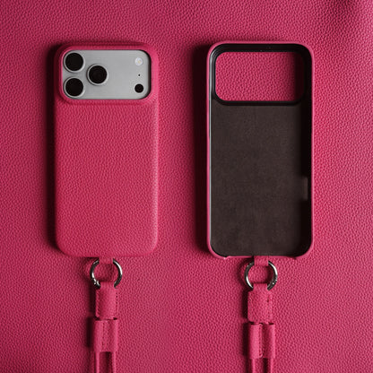 With Lanyard Genuine Leather Case For iPhone