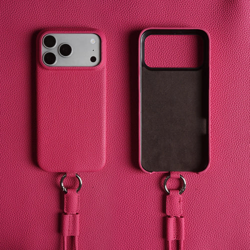 With Lanyard Genuine Leather Case For iPhone