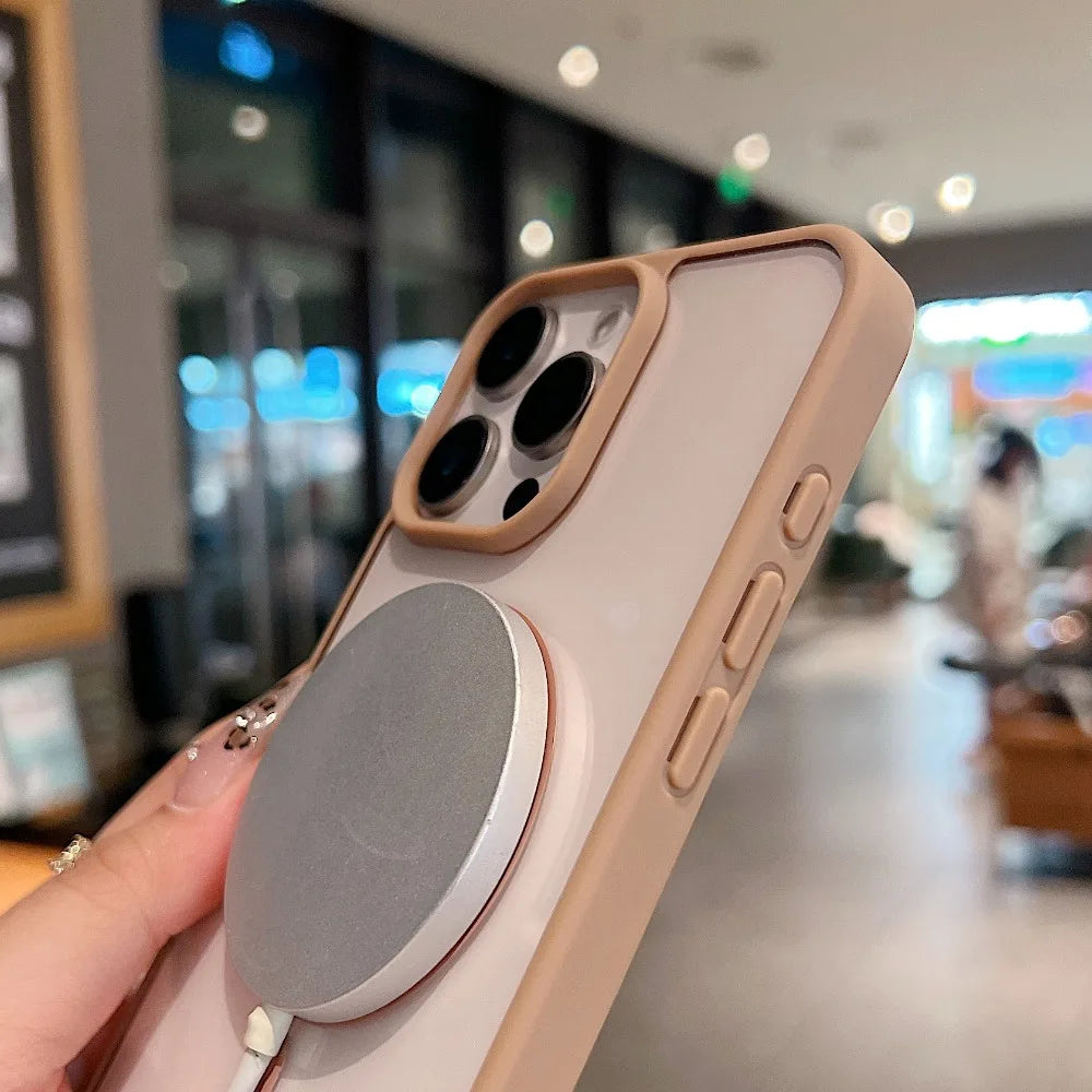 Luxury For Magsafe Magnetic Wireless Charge Case For iPhone Transparent PC Hard Back Cover