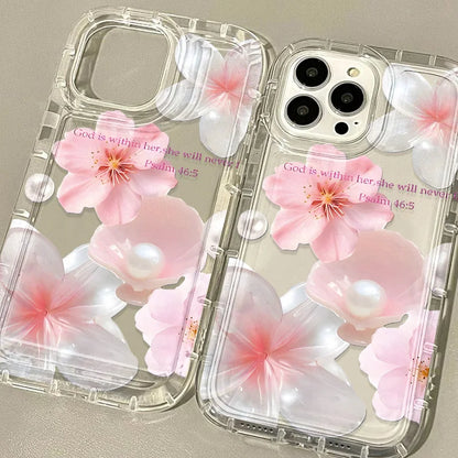 Elegant Flower Phone Case For iPhone Shockproof Silicone Transparent Cover