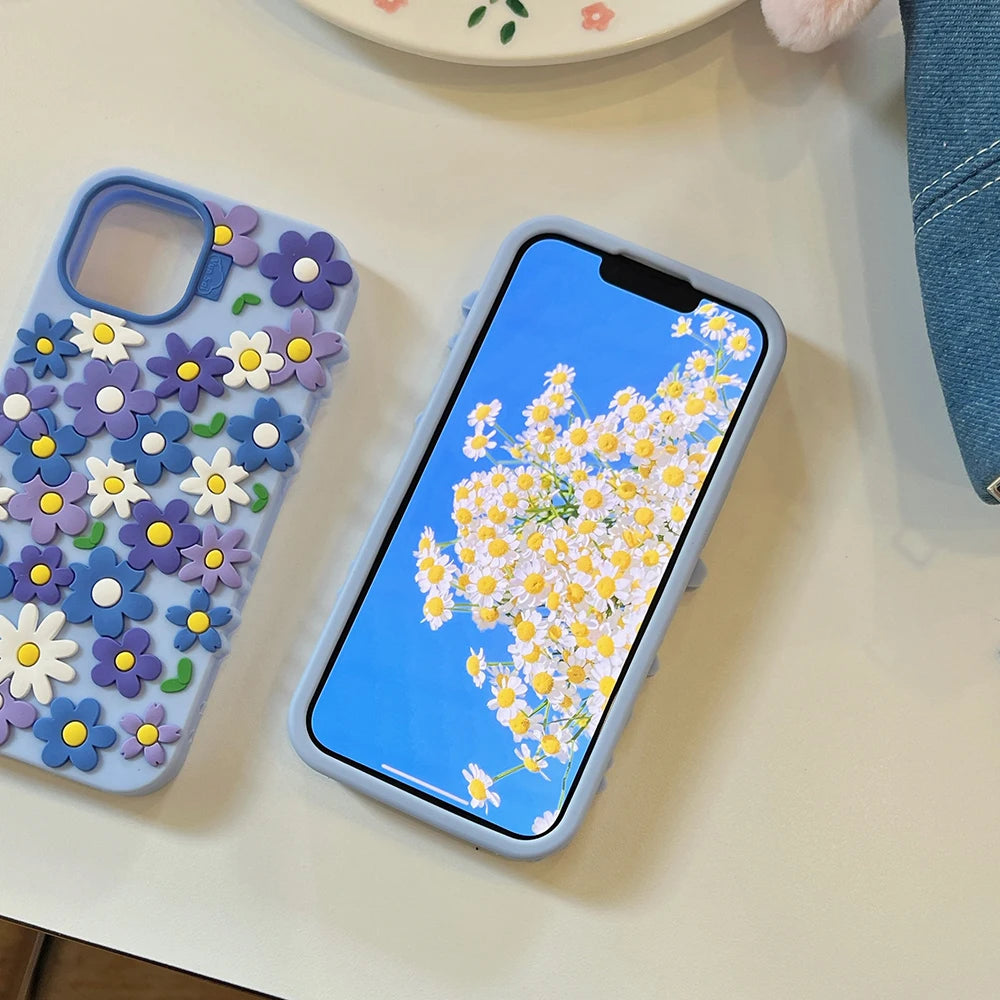 Fashion 3D Flower Soft Silicone Phone Case For iPhone