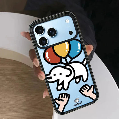 Cartoon Sailboat Companion Dog Impact Black Border Magnetic Phone Case Cover For iPhone