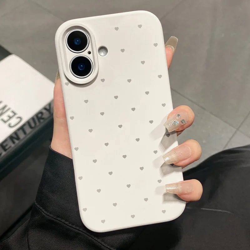 Cute Love Heart Candy Color Matte Soft Silicone iPhone Case