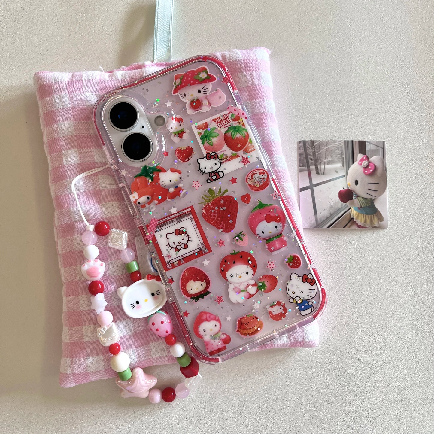 New Hot Red Strawberry Hello Kitty Cat Phone Case