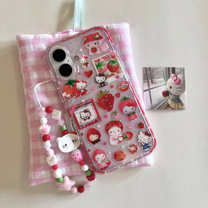 New Hot Red Strawberry Hello Kitty Cat Phone Case