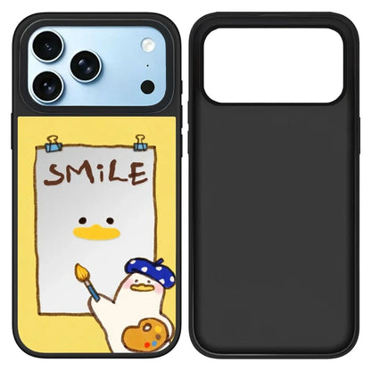 Cute Lazy Duck Mirror Surface Magnetic Phone Case Cover For iPhone