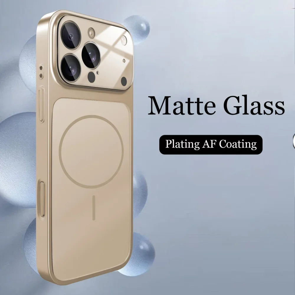 Original Glass Nano Matte Case For iPhone Magnetic For Magsafe Wireless Charging Armor Funda