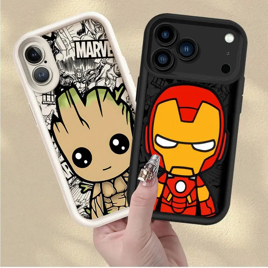 Marvel Cartoon Groot Iron Man Soft Cover Phone Case For iPhone