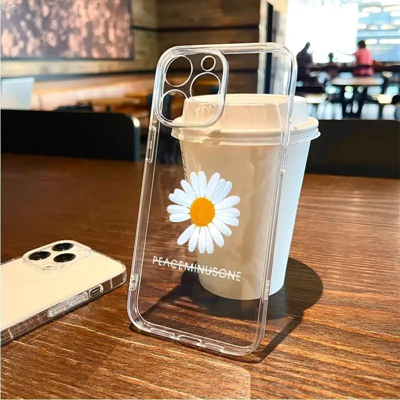 Little Daisy Flower Phone Case For iPhone Shockproof Transparent Cover