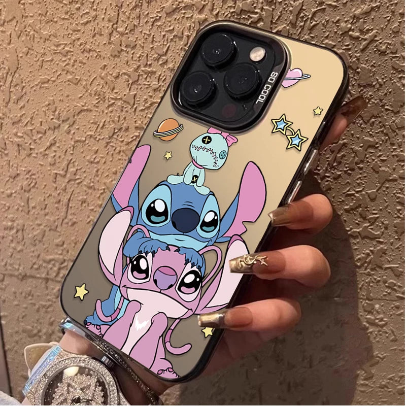 Cartoon Stitch Couple Case for iPhone Series – Hard Shockproof Bumper