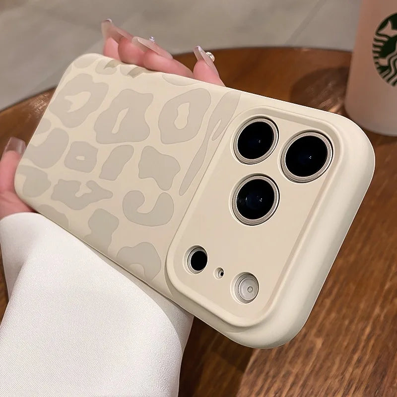 Leopard Liquid Silicone iPhone Case with Camera Control