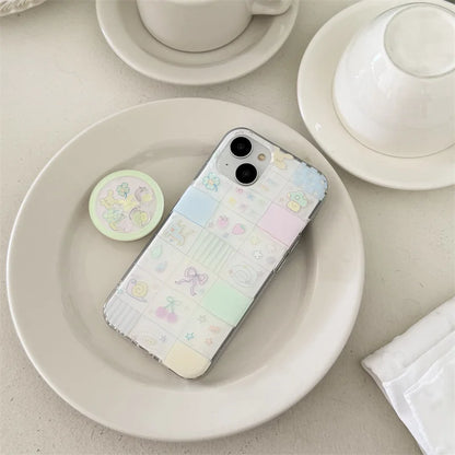 Korean Ins Cute Cartoon Pattern Phone Case For iPhone