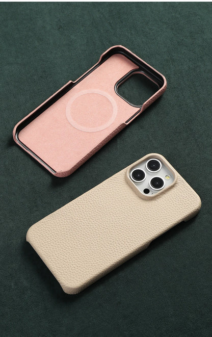 Luxury Cowhide Leather MagSafe iPhone Case