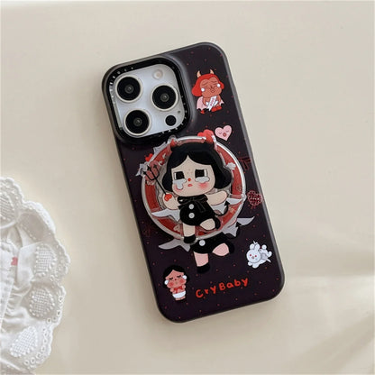 Fashion Cute Black Cry Girl Magnetic Phone Case For iPhone