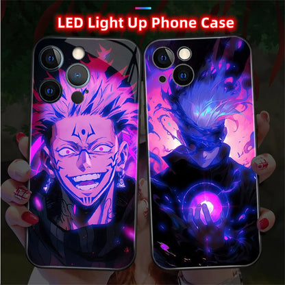 2026 Top Cool Anime Design LED Light Up Glass Phone Case
