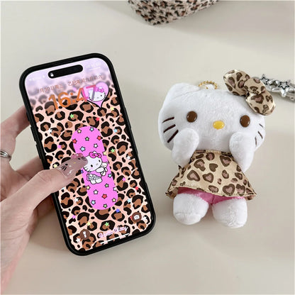 Fashion Brown Leopard Print Phone Case For iPhone Protective Cover With Ring Cute Kitty Case
