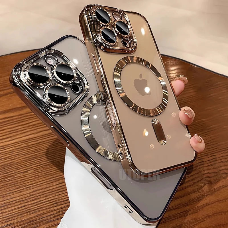 Desert Gold Clear MagSafe iPhone Case with Lens Protection