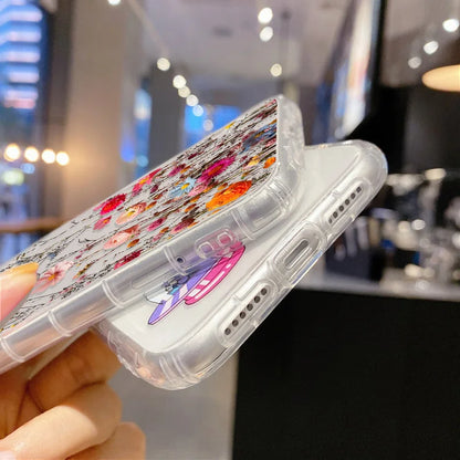 Flower Phone Case Soft Silicone Transparent Cover For iPhone