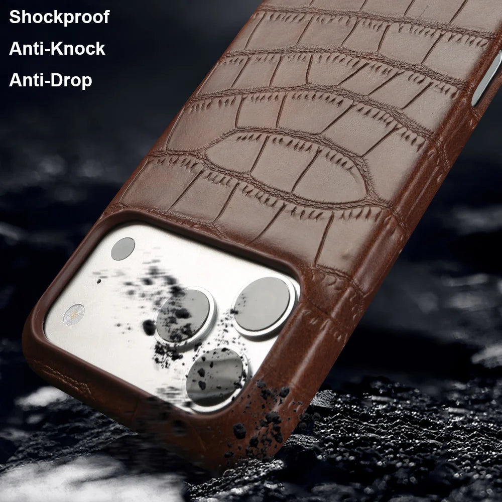 Premium Crocodile Leather Case For iPhone Back Cover
