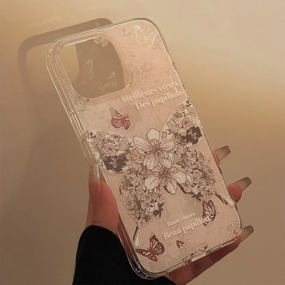 Korean Butterfly Phone Case With Bracelet Chain For iPhone