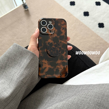 Stylish Dark Color Tortoiseshell Amber Soft Glossy Cover Case For iPhone