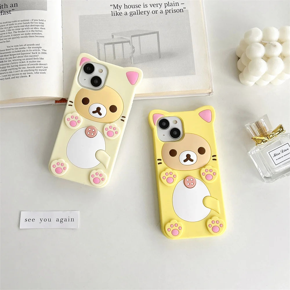Rilakkuma Bear Kawaii Cat Silicone iPhone Case