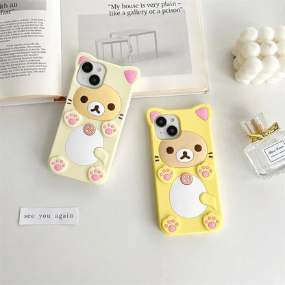 Rilakkuma Bear Kawaii Cat Silicone iPhone Case